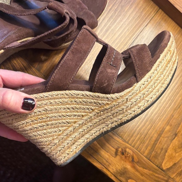 UGG Women's Chocolate Suede Wedges - Picture 12 of 16